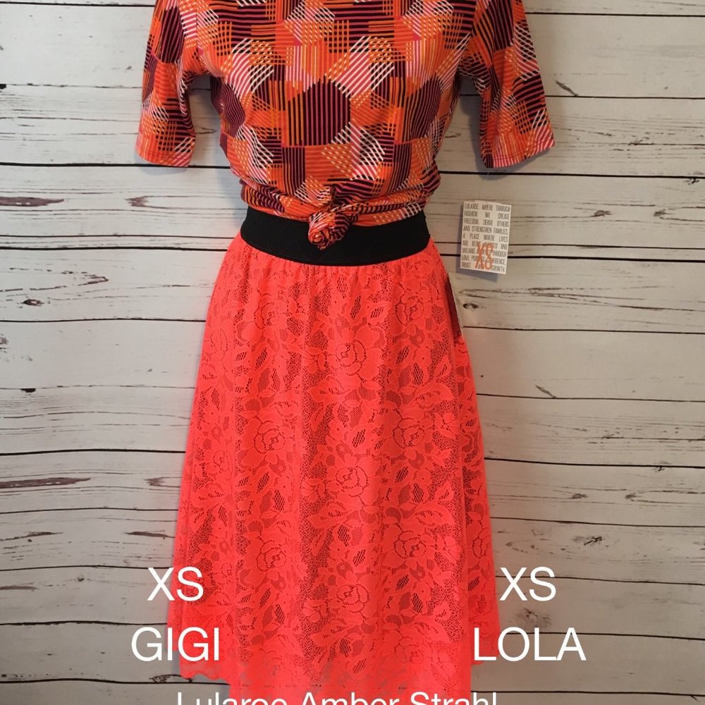 Amazing Neon Coral Lularoe Lace Lola NWT XS